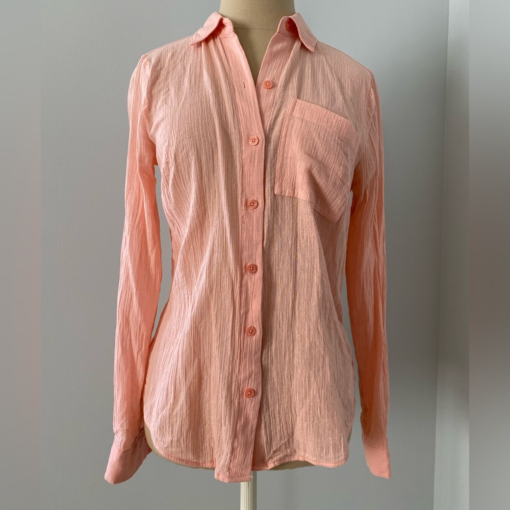 Michael Kors pink linen button down shirt